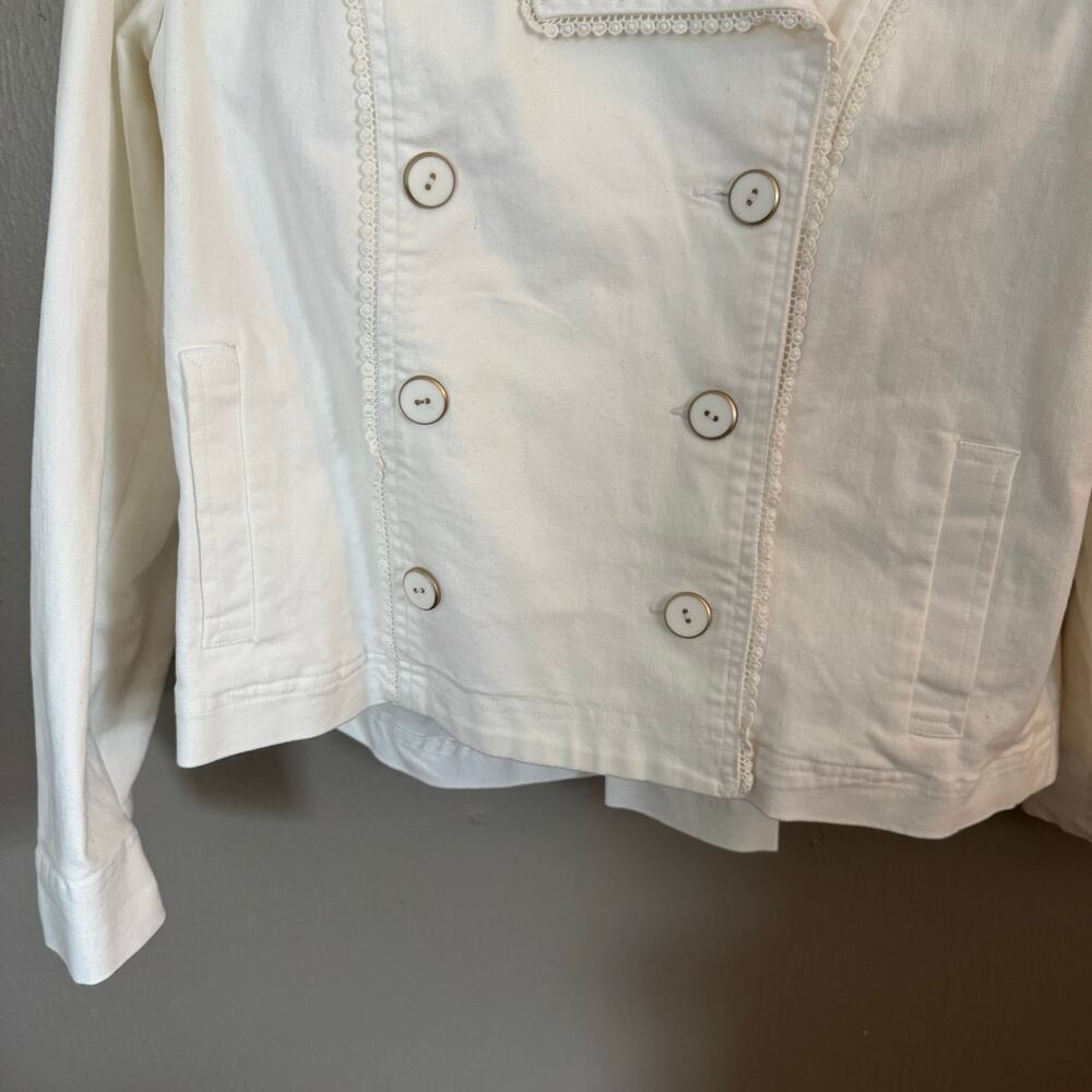 Etcetera White Cropped Button Up Jacket Size 8 Ca… - image 3